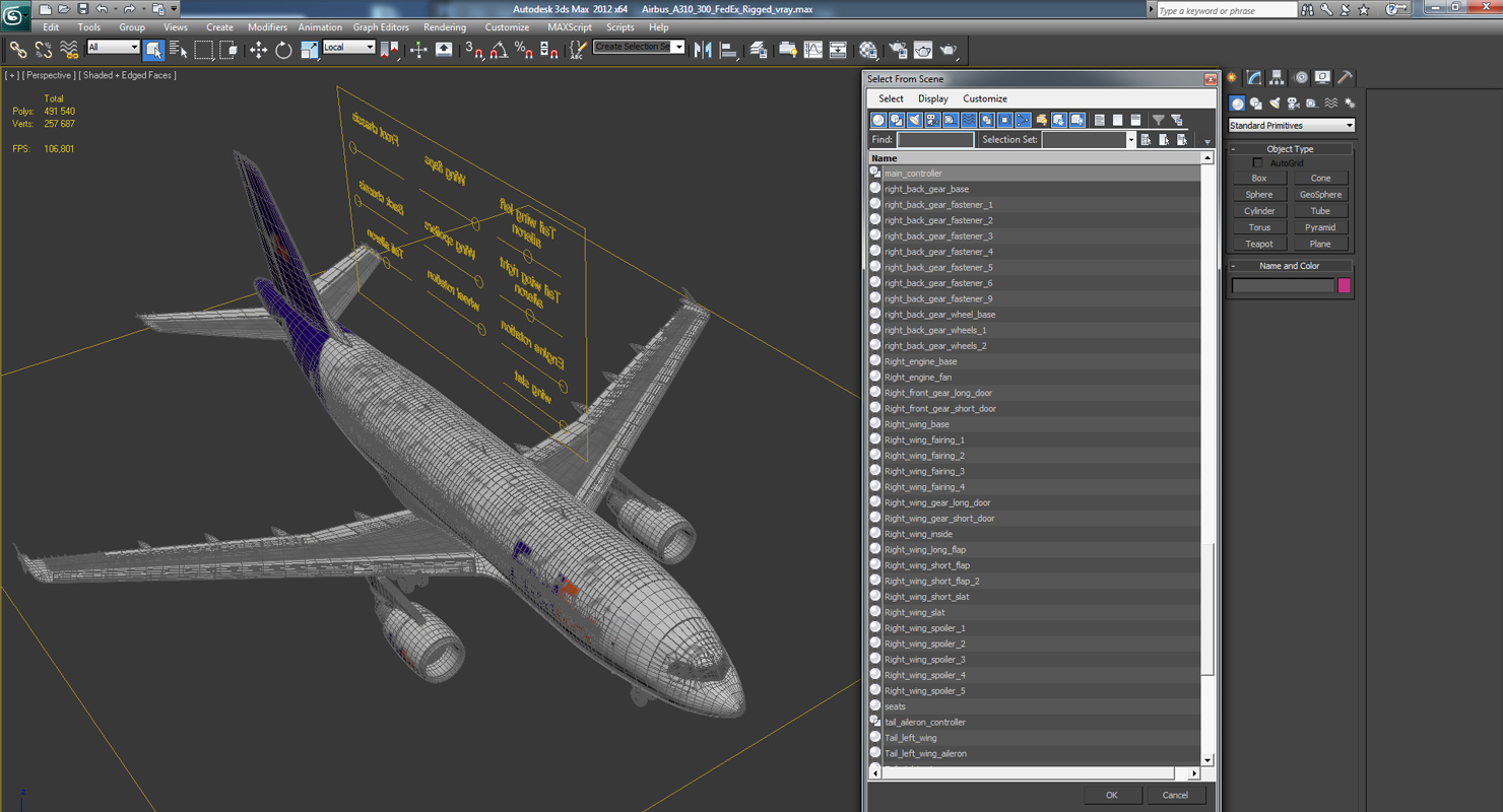 3D Airbus A310 300 FedEx Rigged model