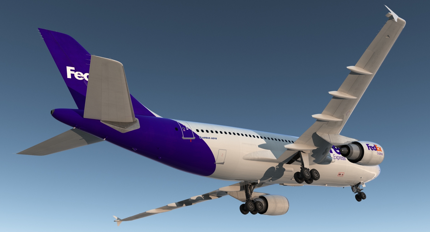 3D Airbus A310 300 FedEx Rigged model