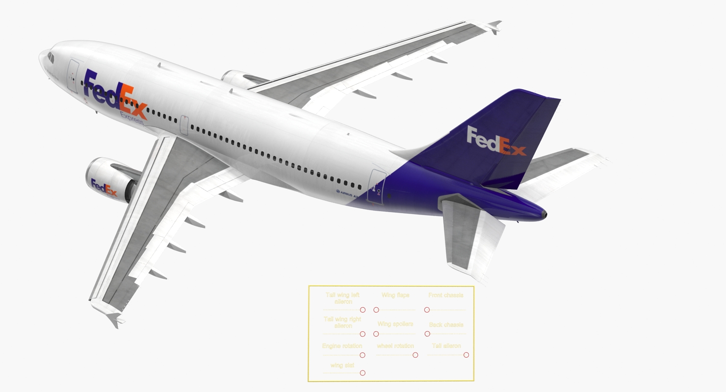 3D Airbus A310 300 FedEx Rigged model