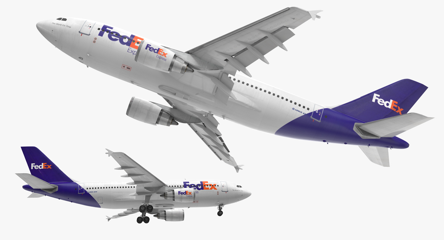 3D Airbus A310 300 FedEx Rigged model