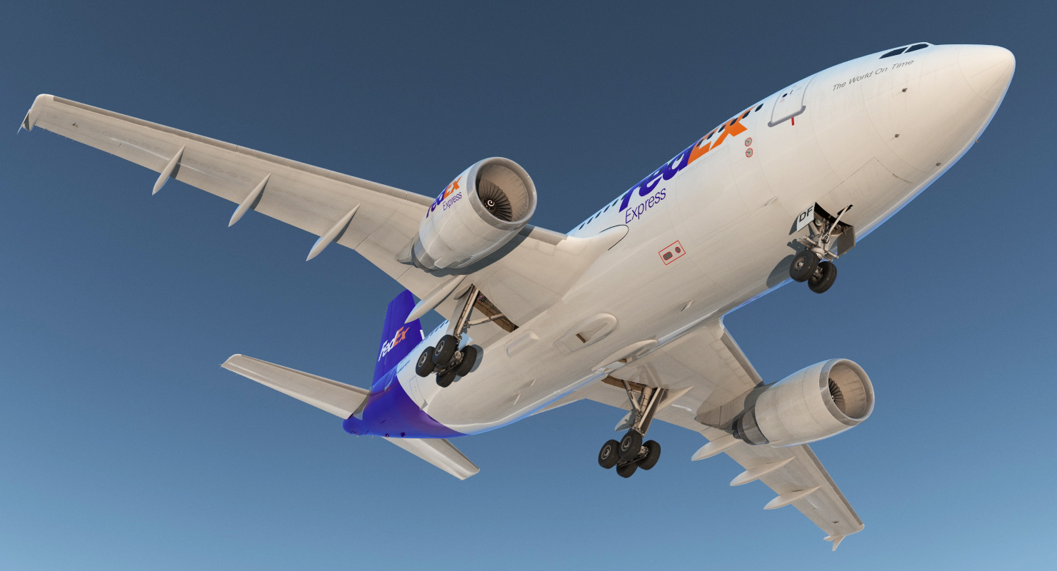 3D Airbus A310 300 FedEx Rigged model