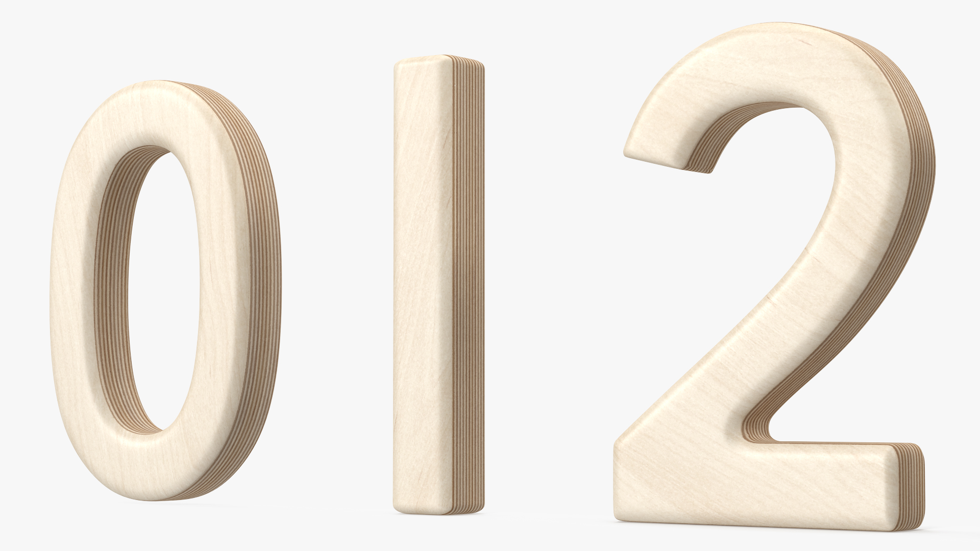 Plywood Numbers Set 3D model