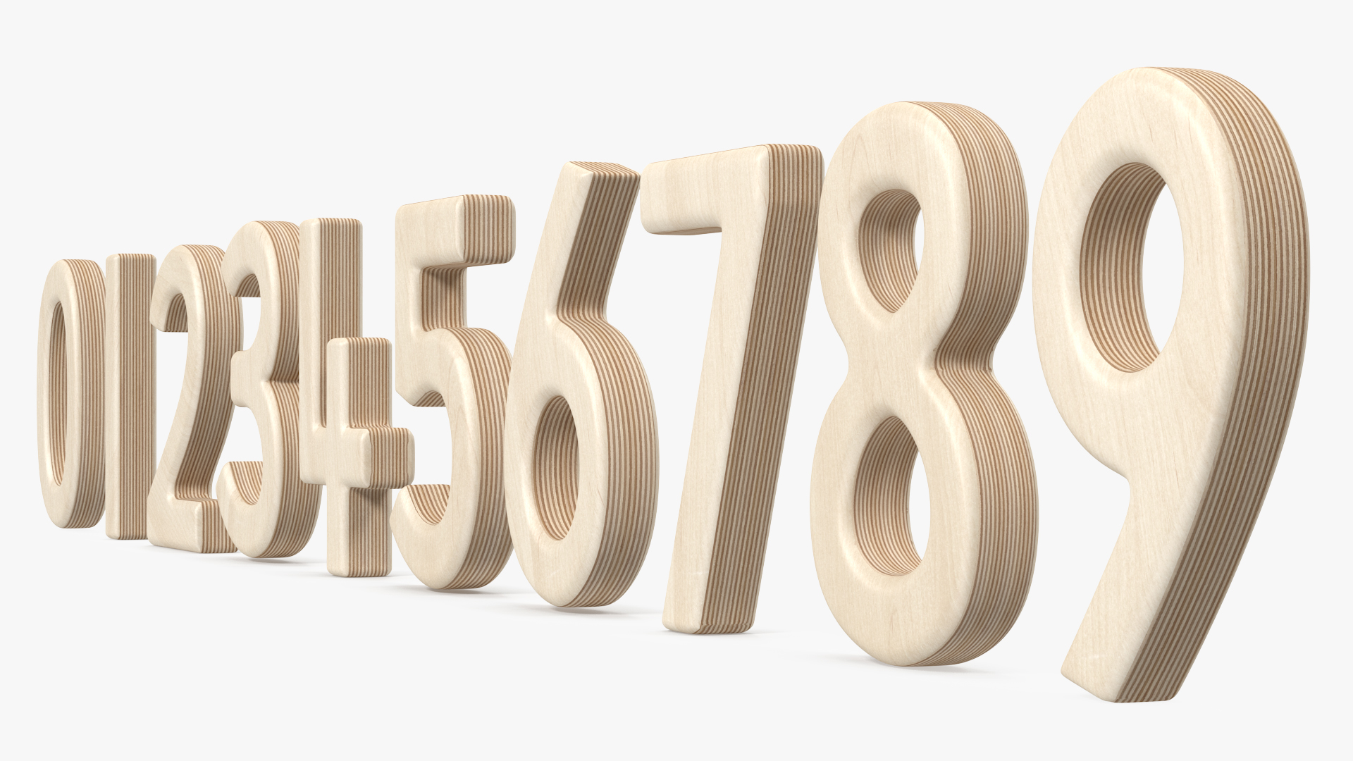 Plywood Numbers Set 3D model