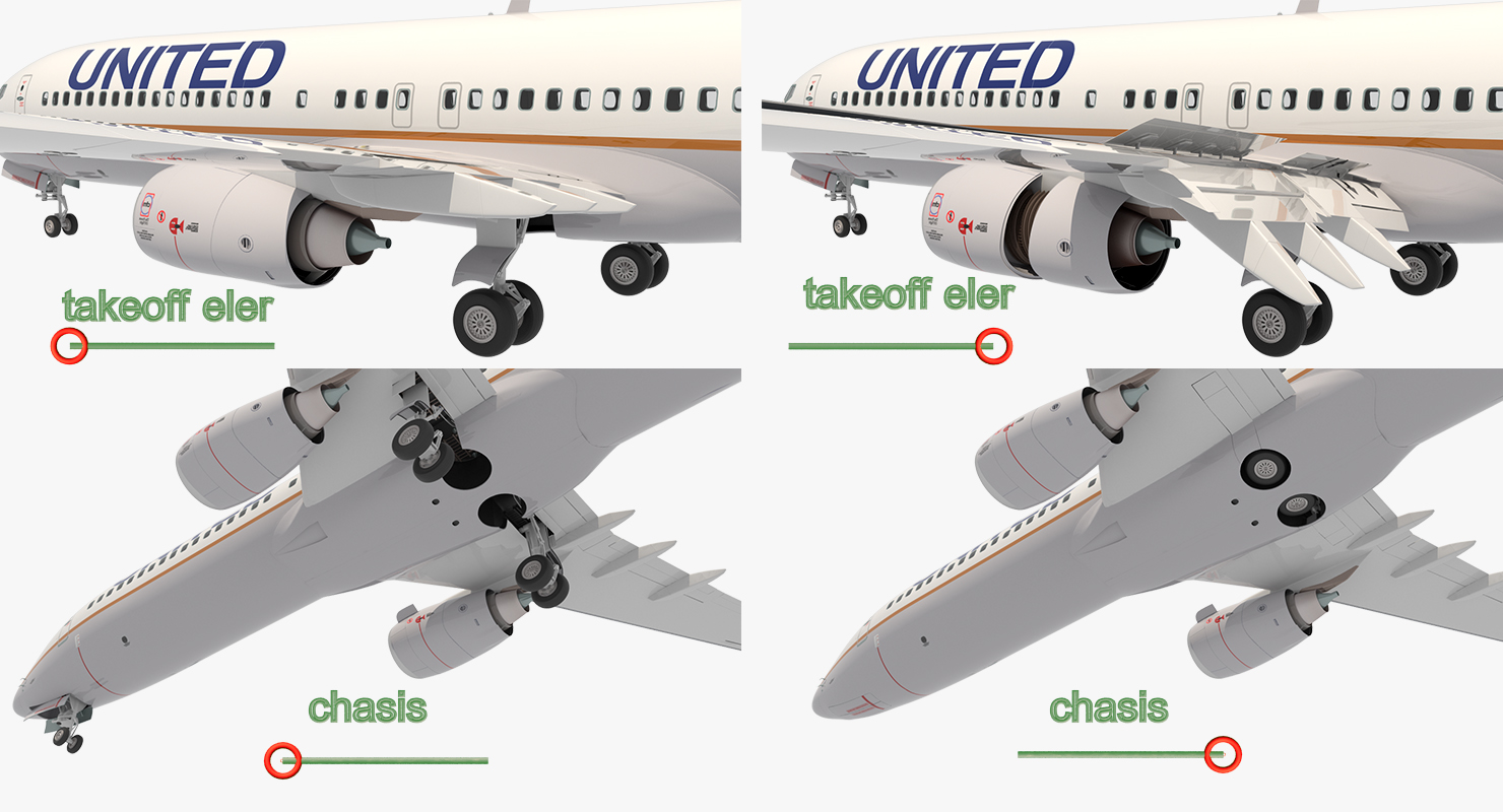 Boeing 737 900 United Airlines Rigged 3D