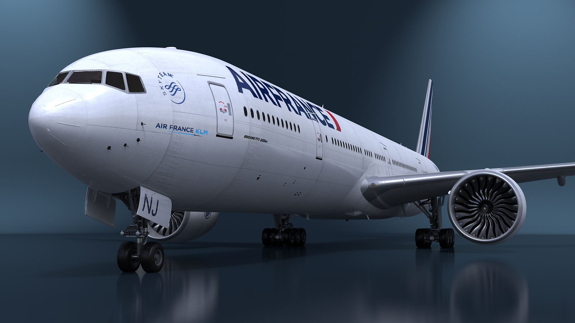 Air France Boeing 777-300ER Rigged 3D model