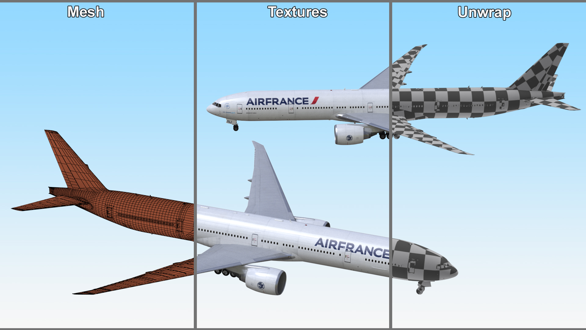 Air France Boeing 777-300ER Rigged 3D model