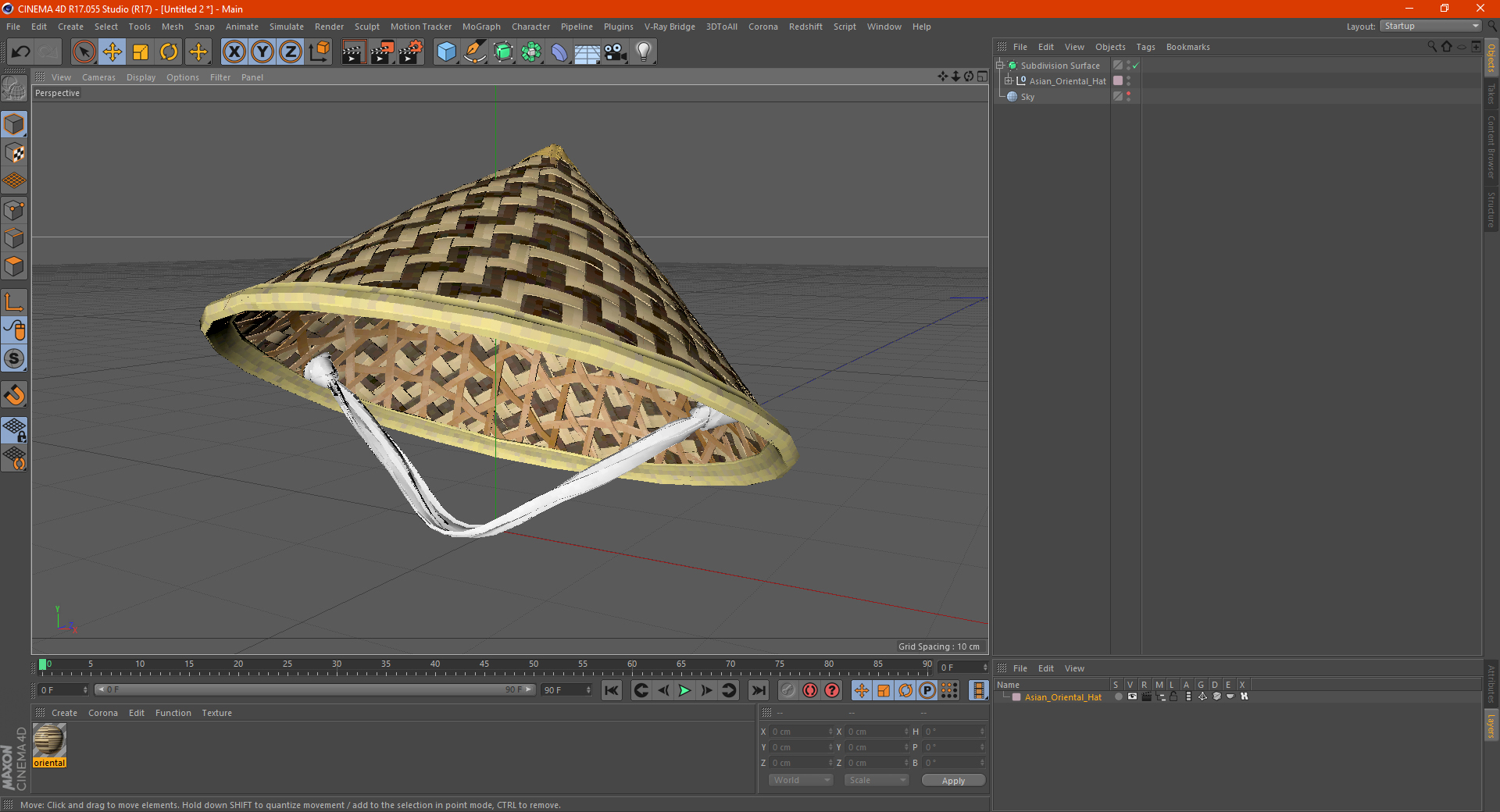 3D Asian Oriental Hat model