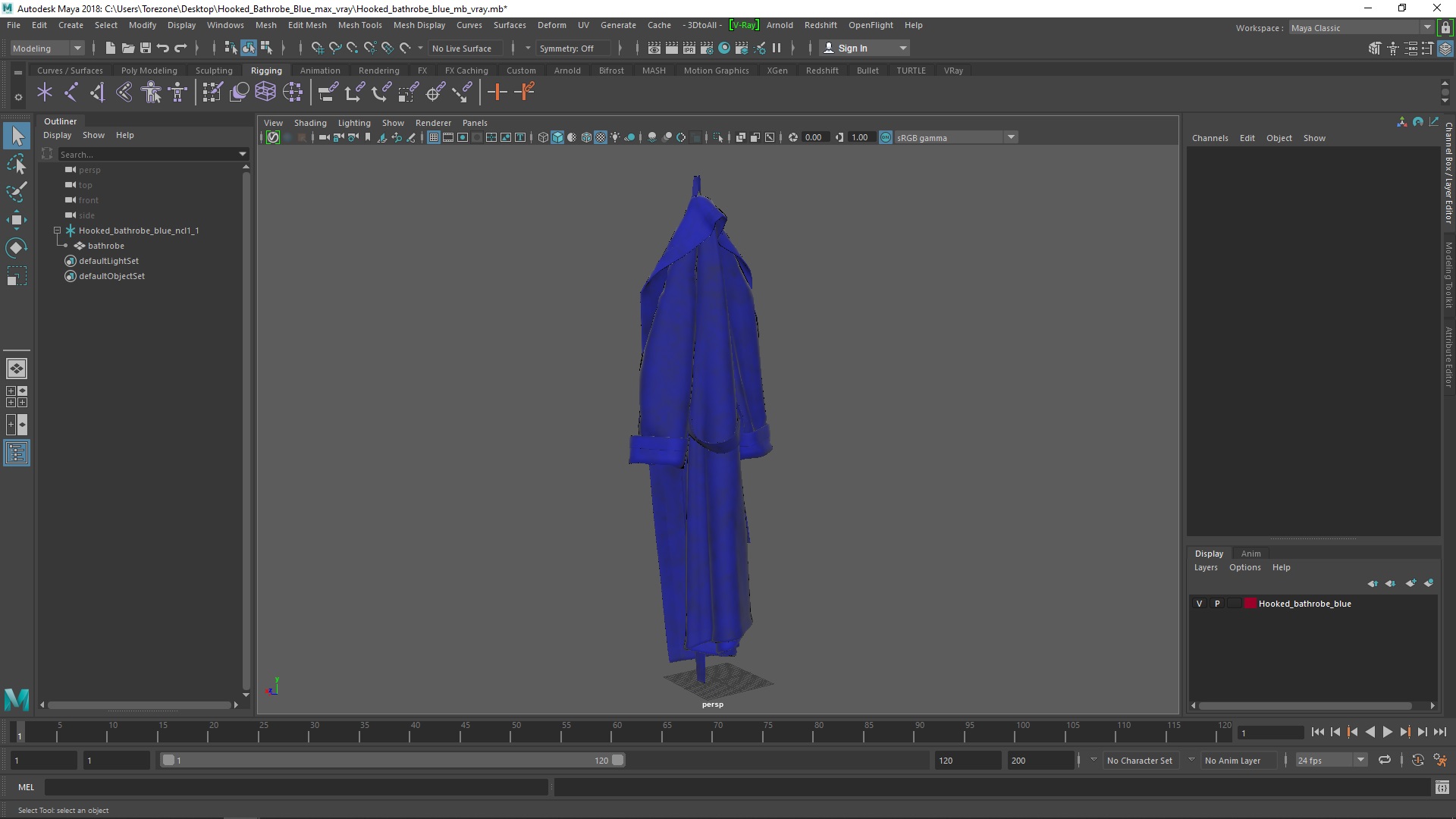 3D model Hooked Bathrobe Blue