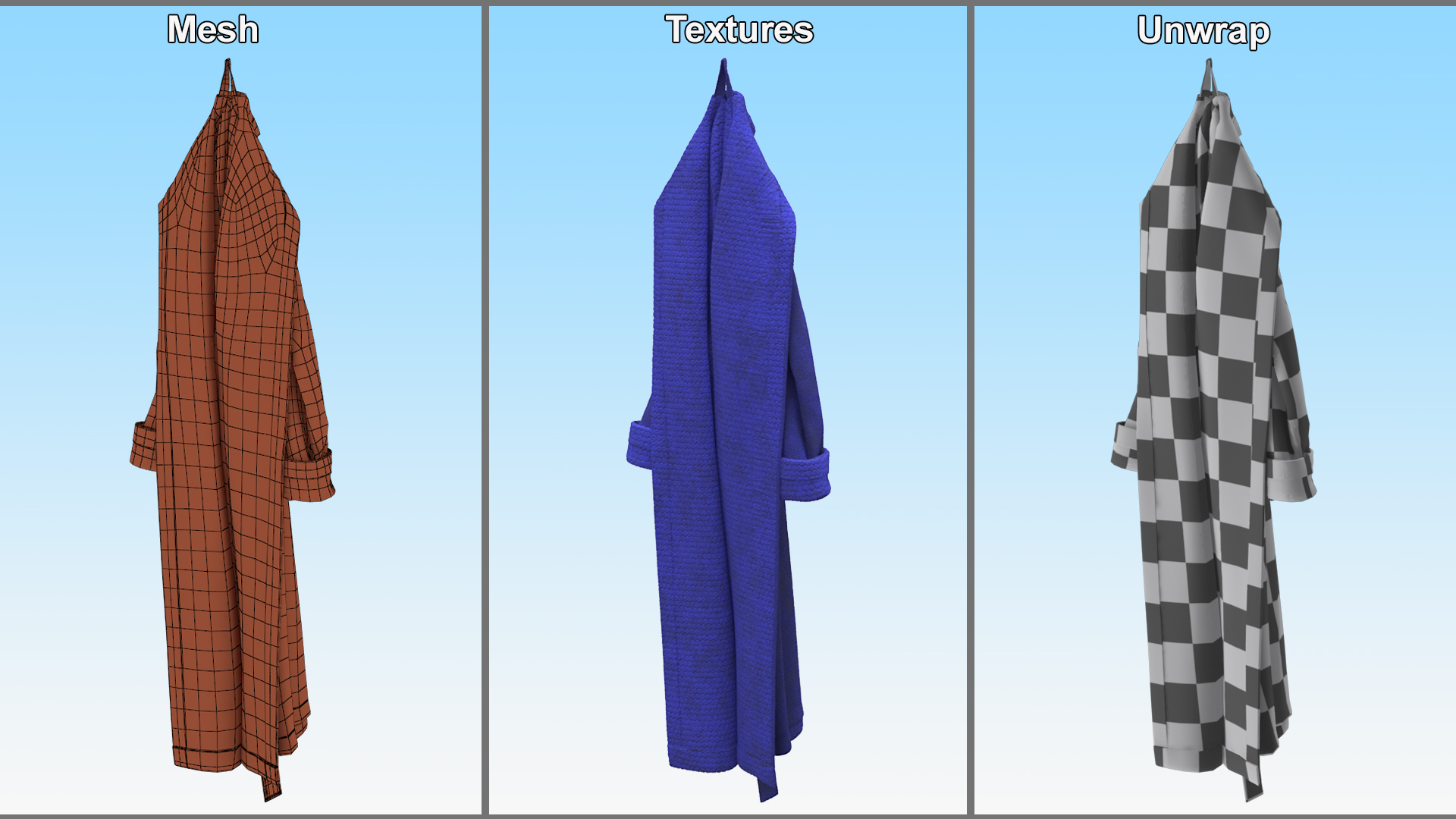 3D model Hooked Bathrobe Blue