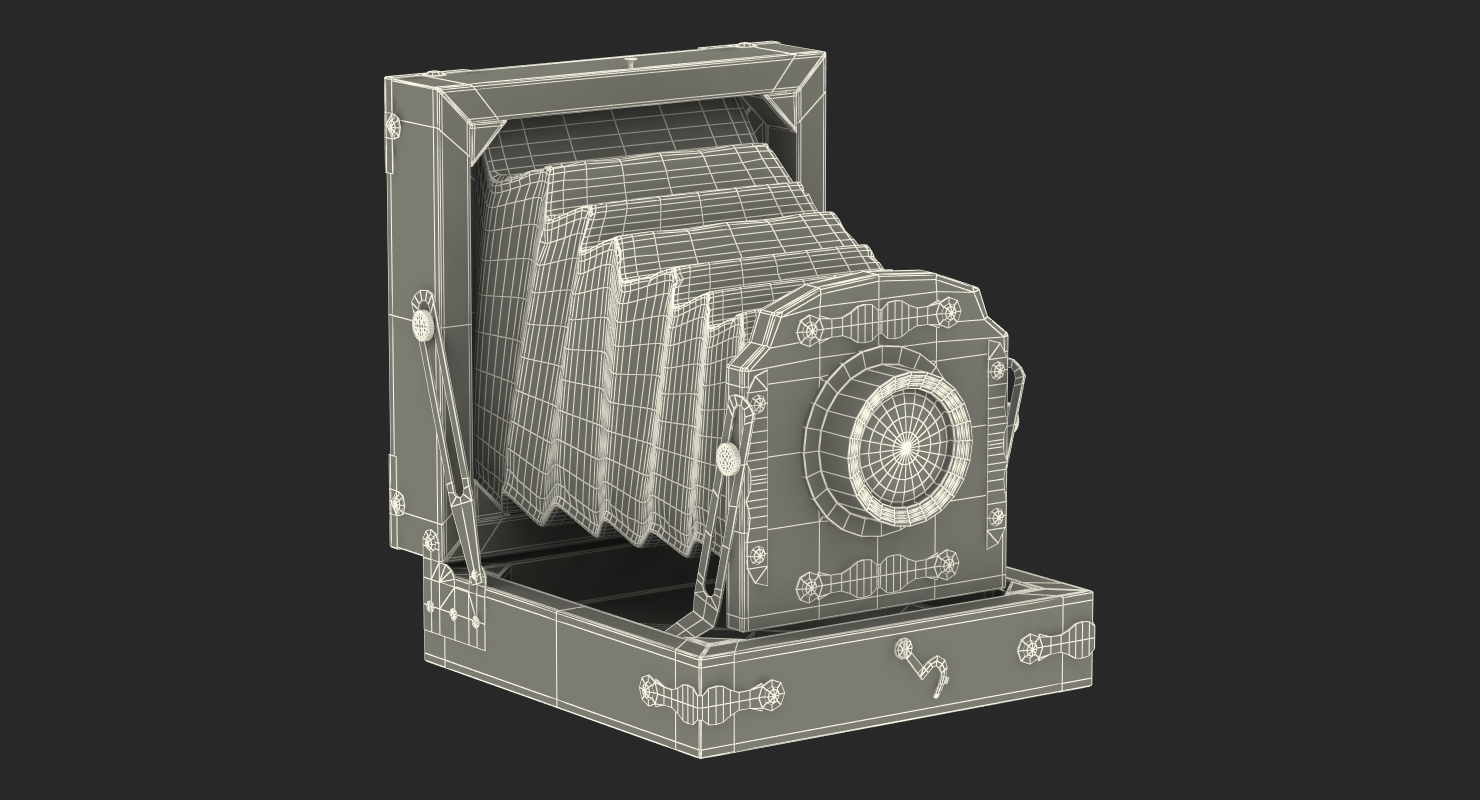 Antique Folding Plate Camera and Tripod 3D model