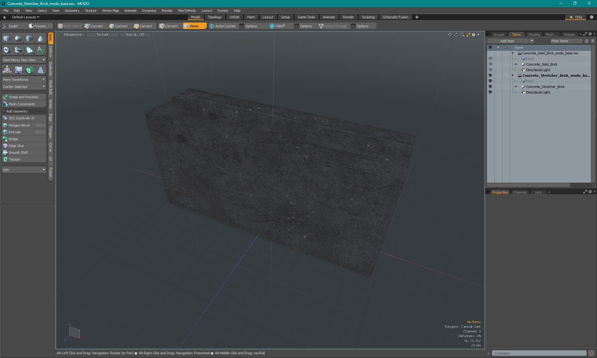 Concrete Stretcher Brick 3D model