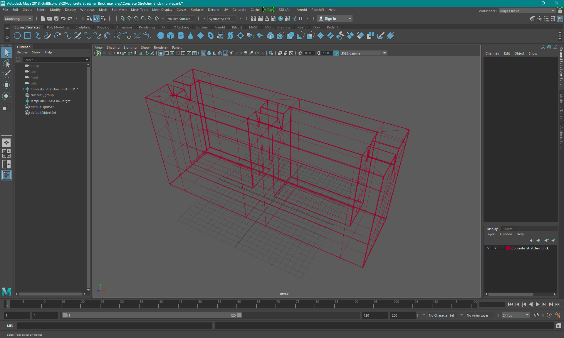 Concrete Stretcher Brick 3D model