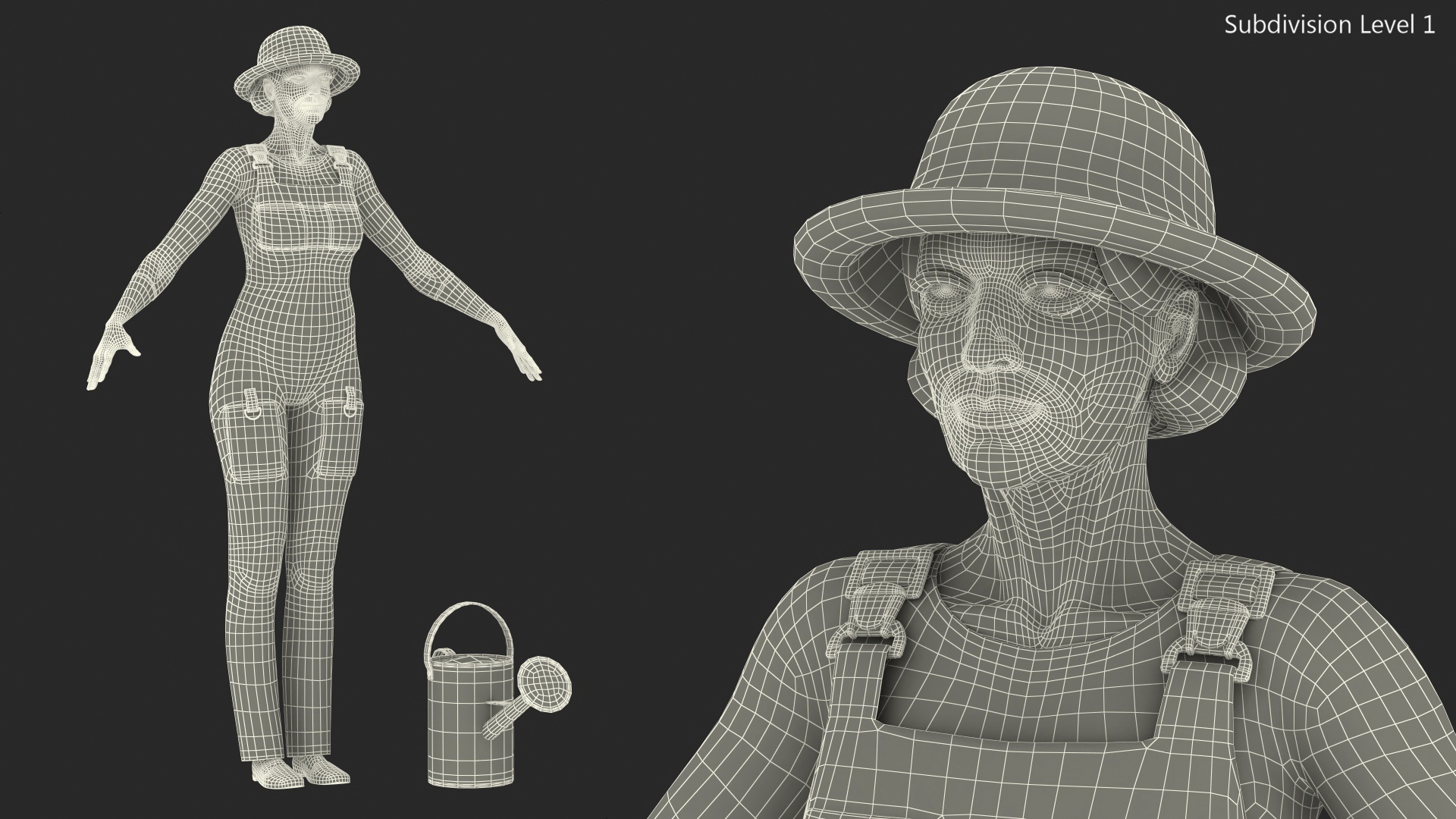 Elderly Woman Farmer Rigged 3D