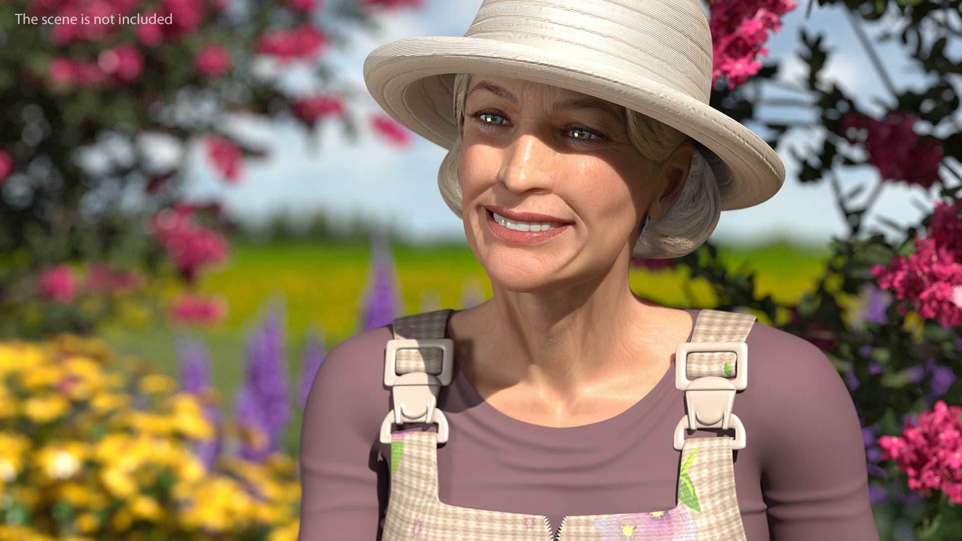 Elderly Woman Farmer Rigged 3D