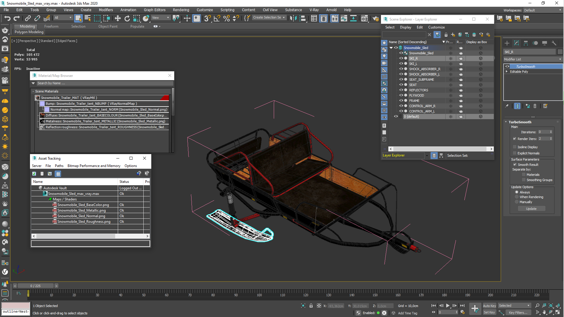 3D model Snowmobile Sled