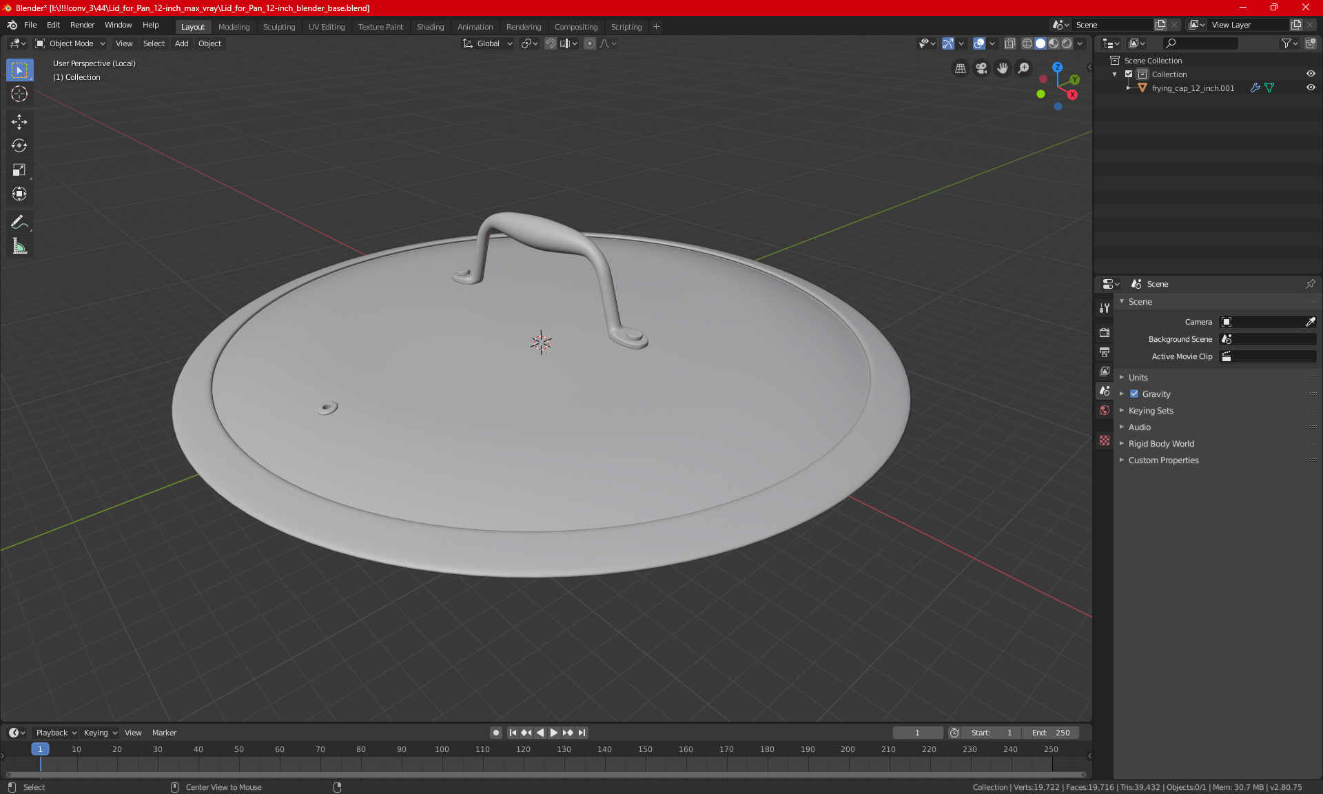 Lid for Pan 12-inch 3D model