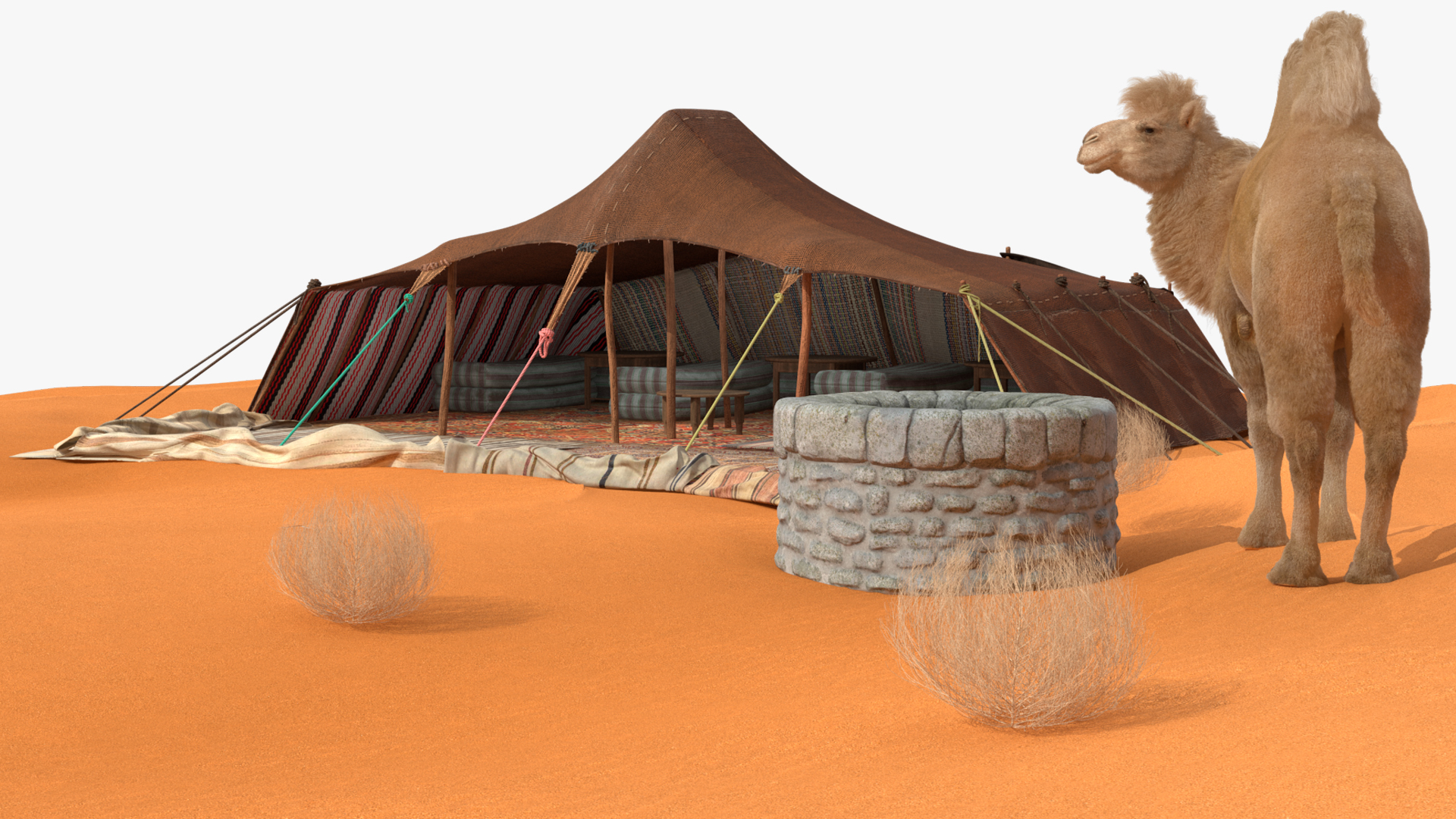 3D model Desert Camp with Camel and Tent Fur