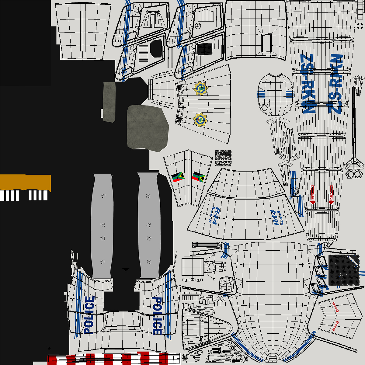 Police Helicopter Robinson R44 Rigged 3D