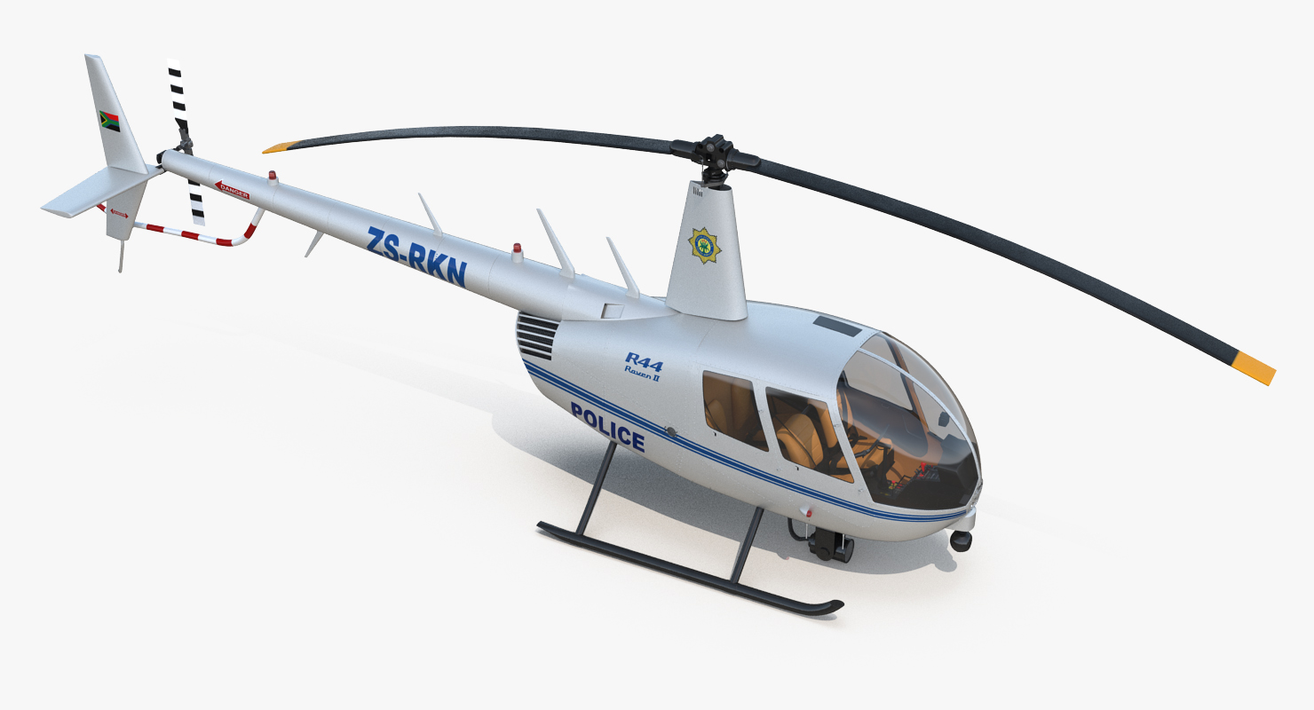 Police Helicopter Robinson R44 Rigged 3D