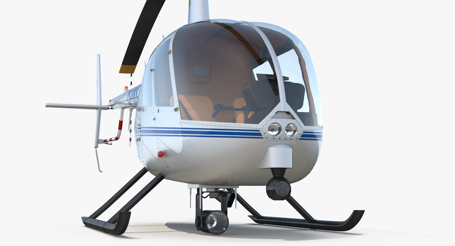 Police Helicopter Robinson R44 Rigged 3D