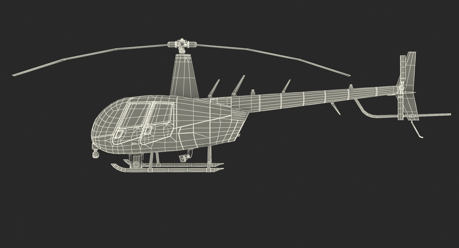 Police Helicopter Robinson R44 Rigged 3D