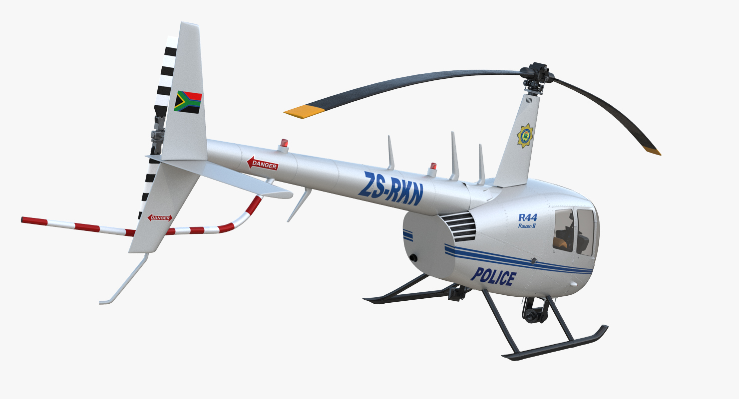 Police Helicopter Robinson R44 Rigged 3D