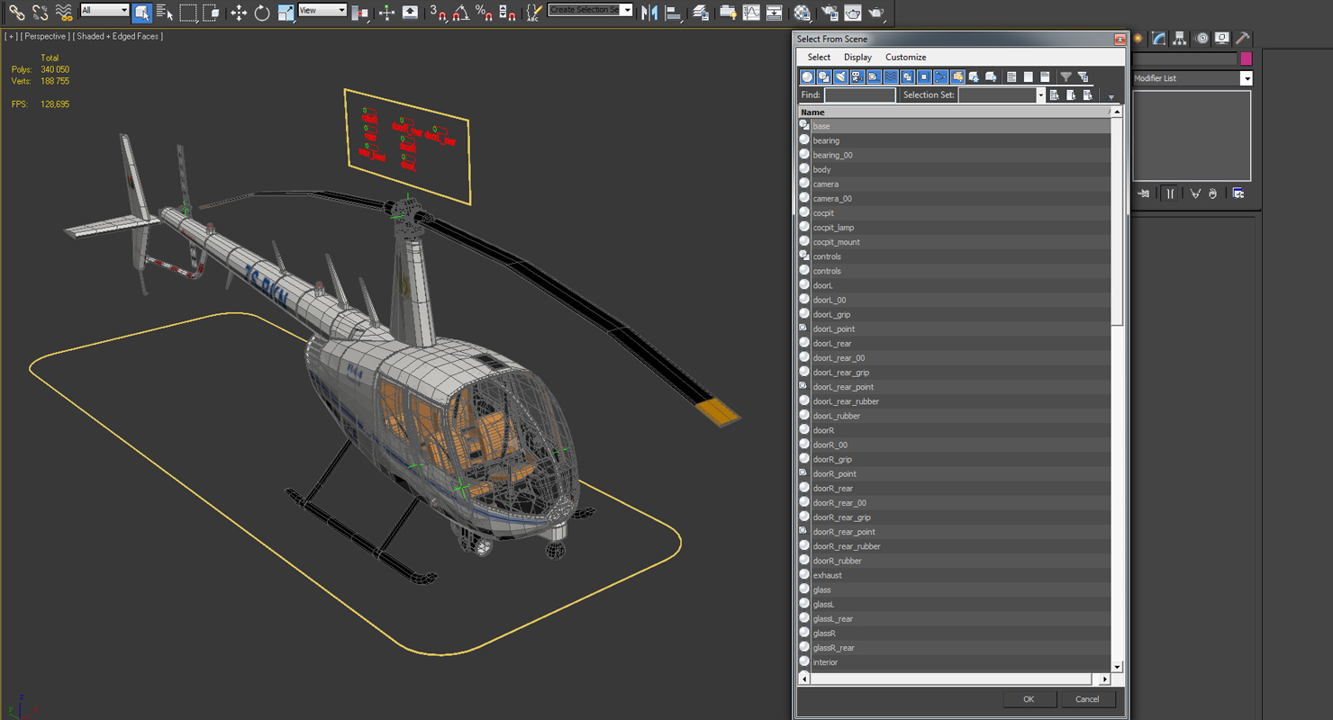 Police Helicopter Robinson R44 Rigged 3D