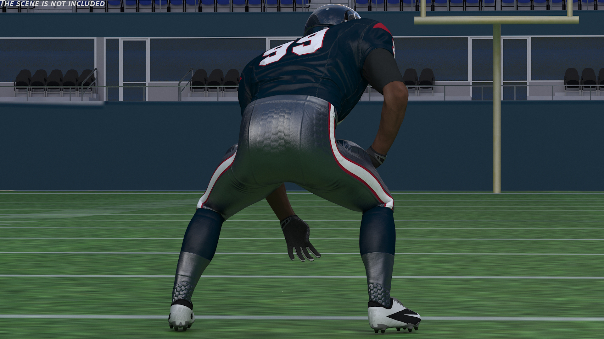 3D Houston Texans American Football Player Crouching Fur model