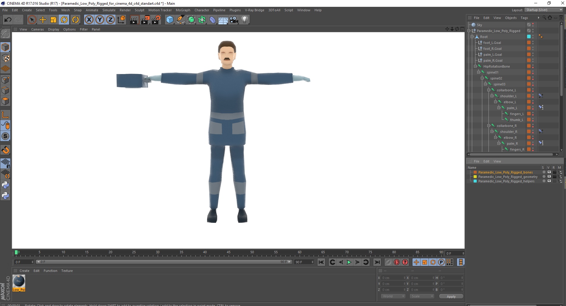 Paramedic Low Poly Rigged for Cinema 4D 3D model