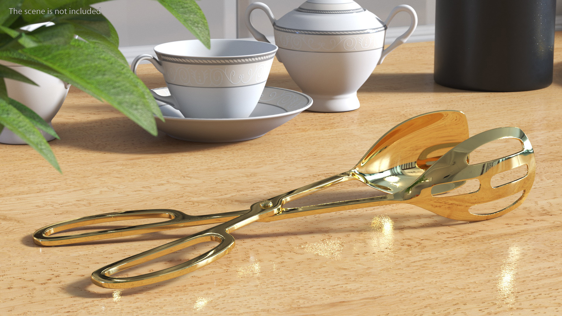 3D Buffet Scissor Salad Tongs Gold