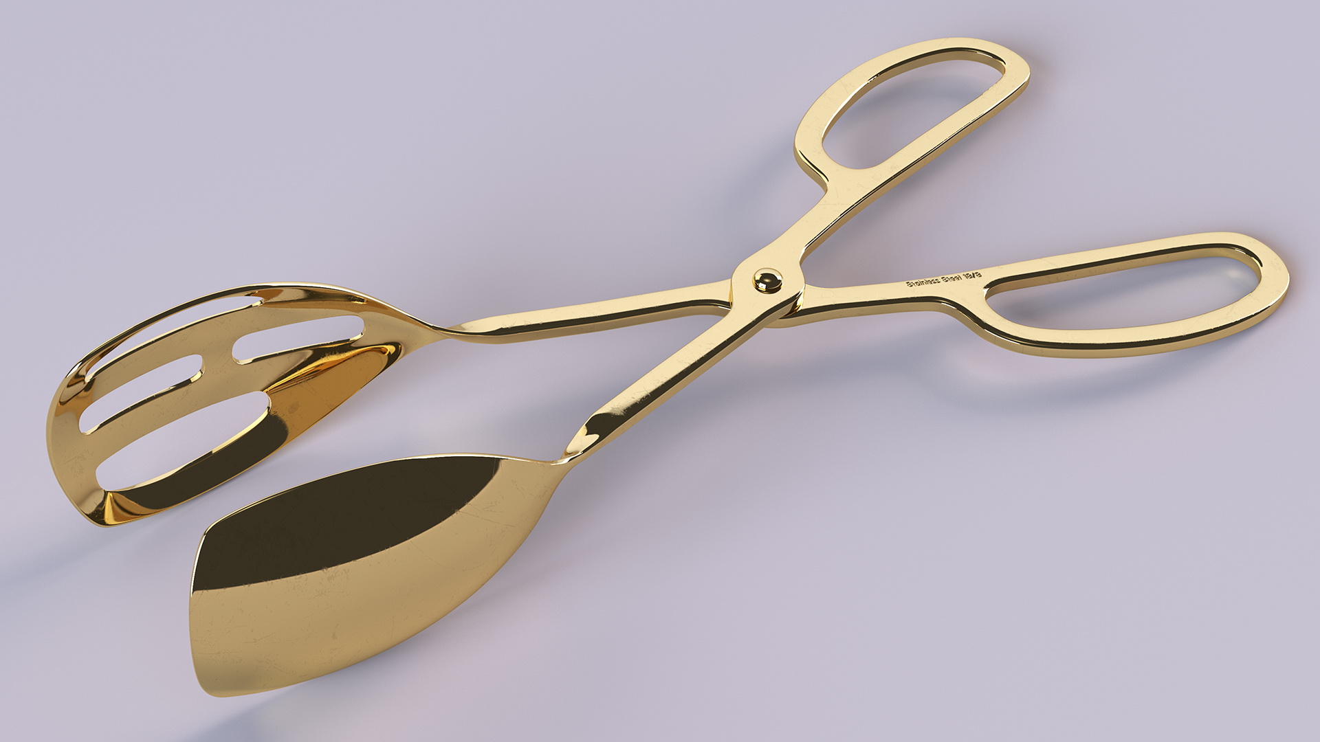 3D Buffet Scissor Salad Tongs Gold