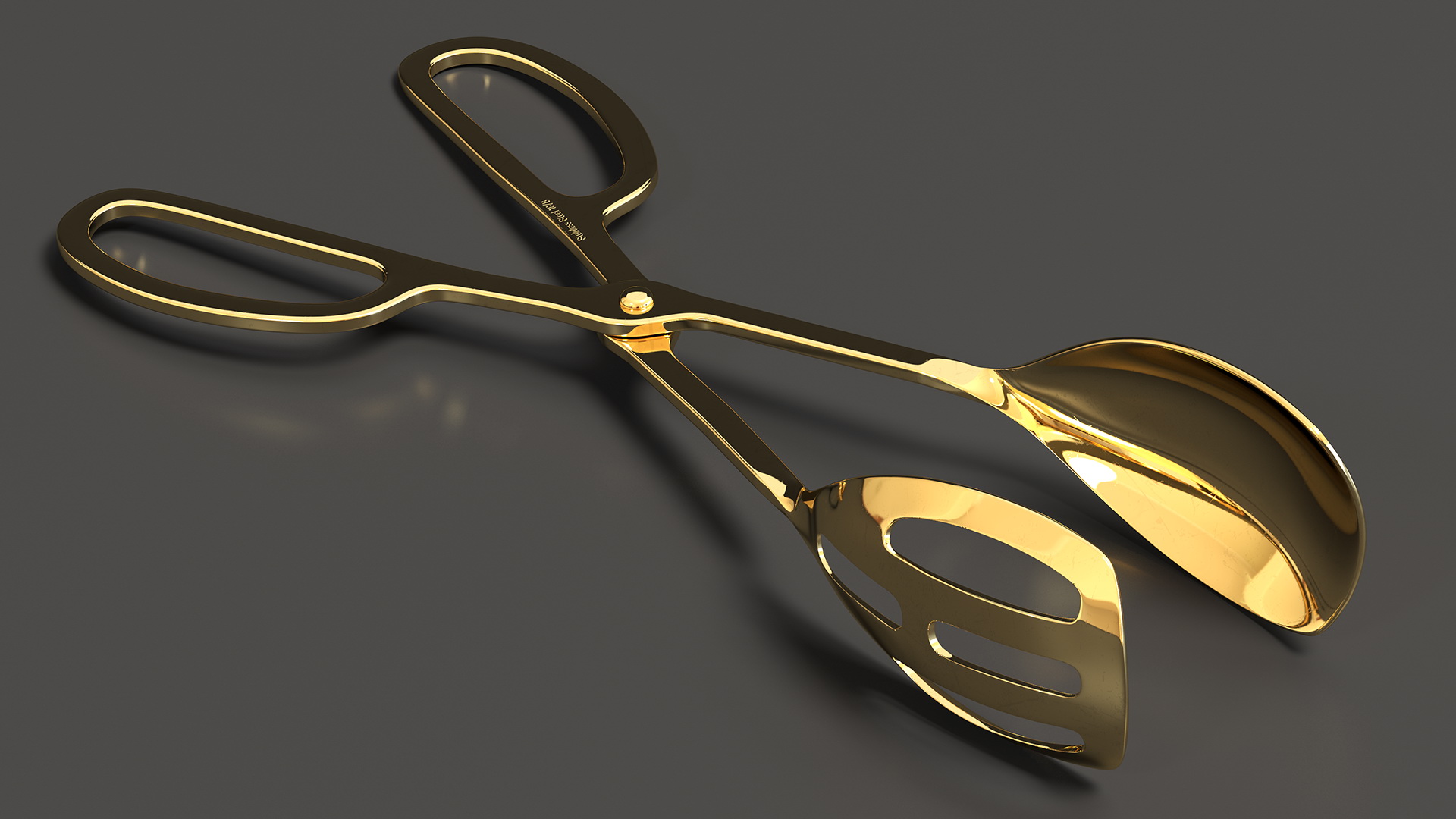 3D Buffet Scissor Salad Tongs Gold