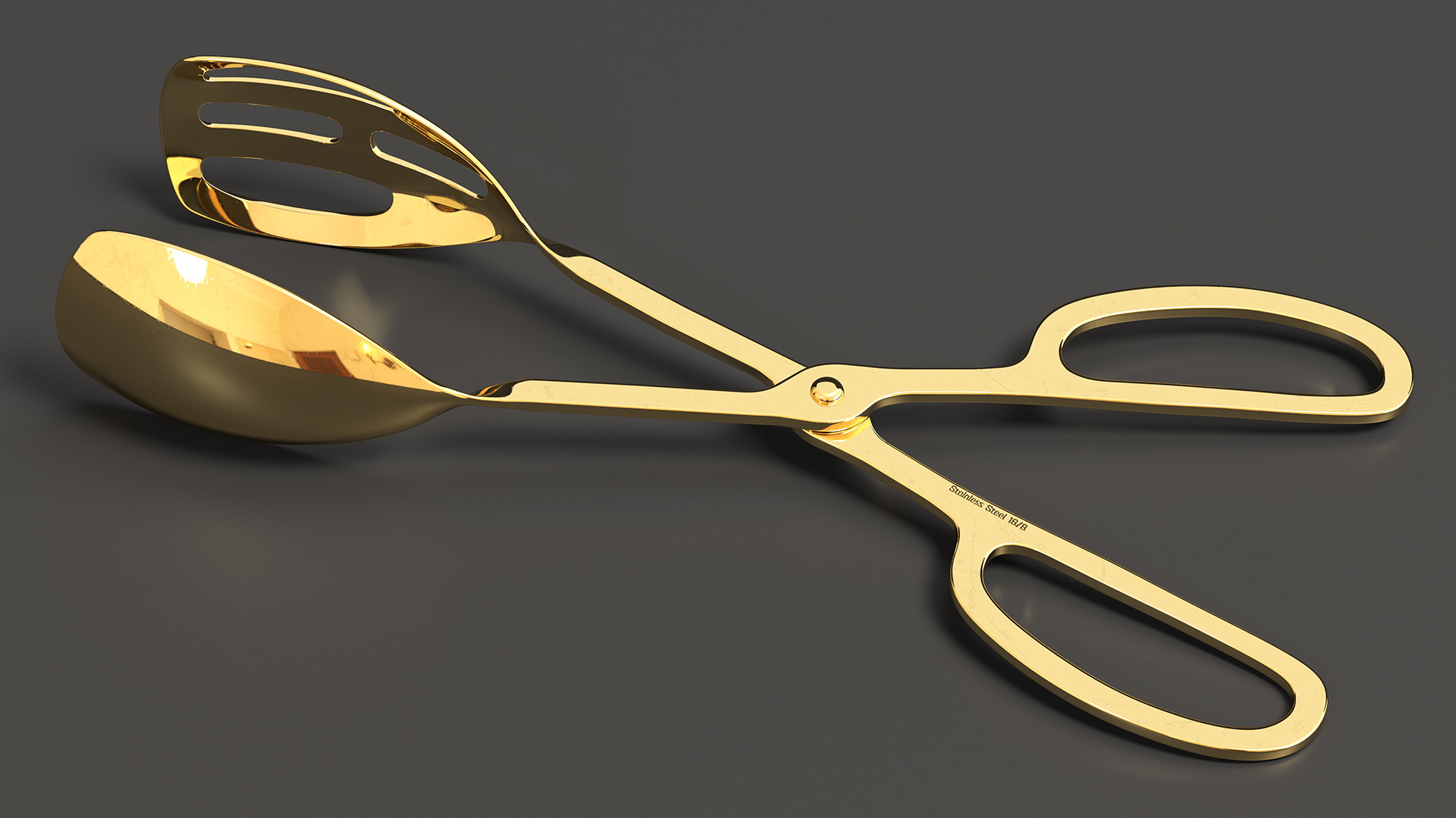 3D Buffet Scissor Salad Tongs Gold