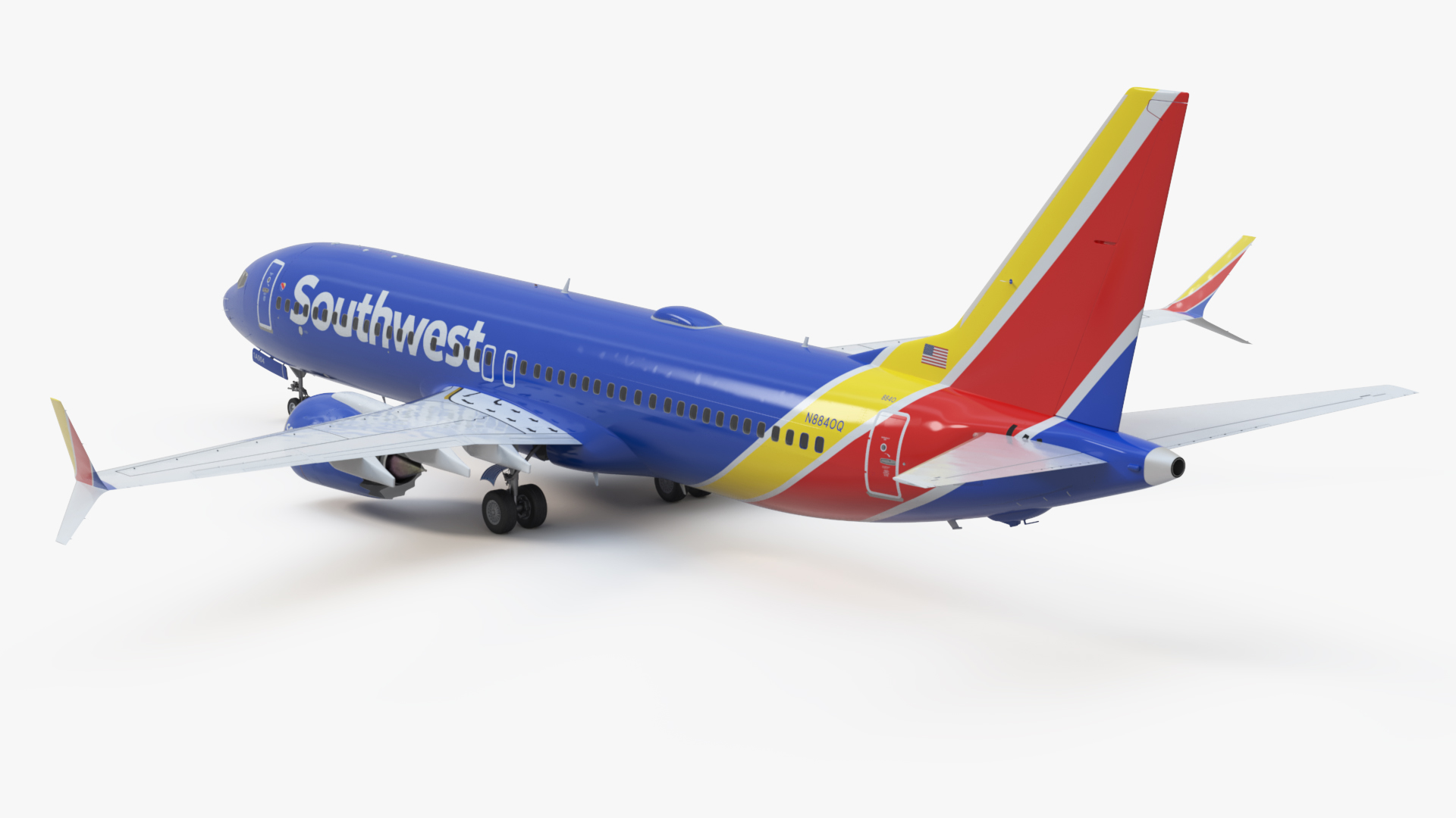 3D Southwest Airlines Boeing 737 Max 8 Rigged for Maya