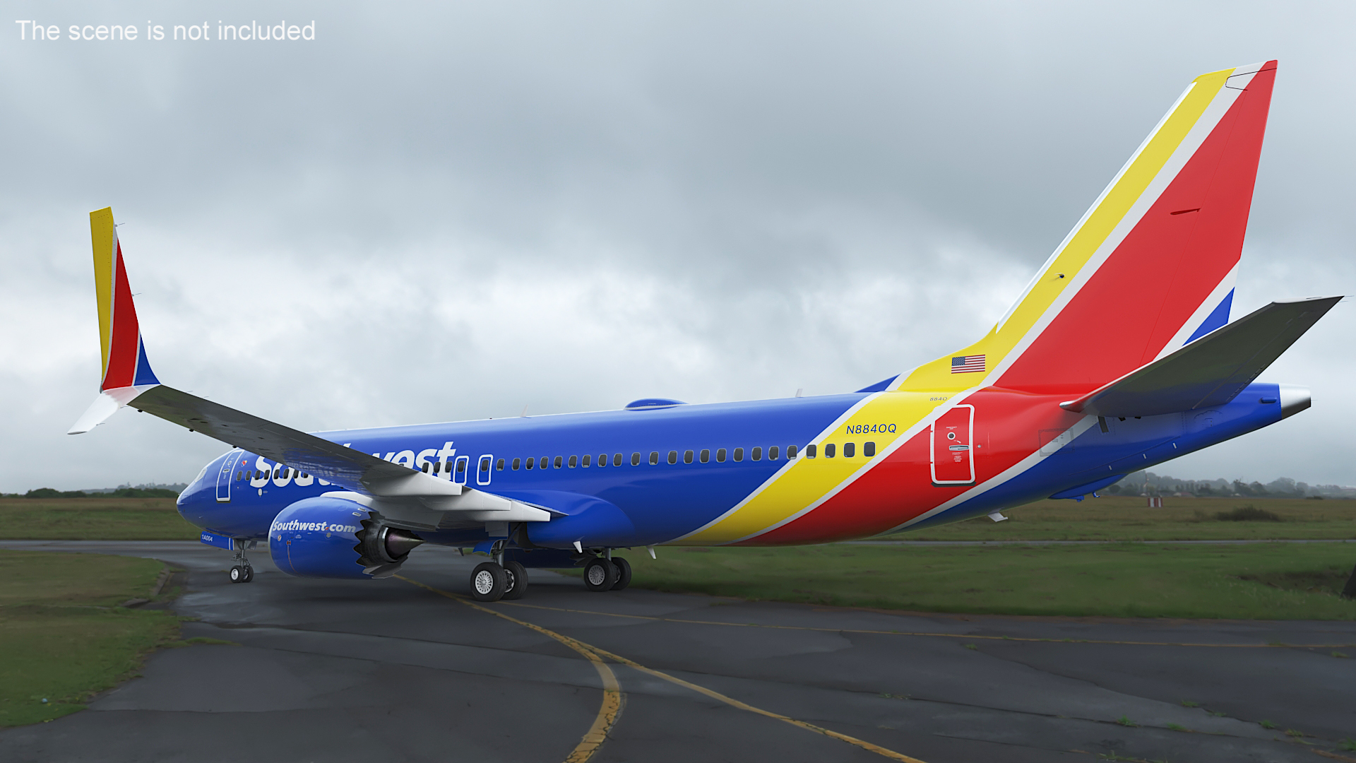 3D Southwest Airlines Boeing 737 Max 8 Rigged for Maya