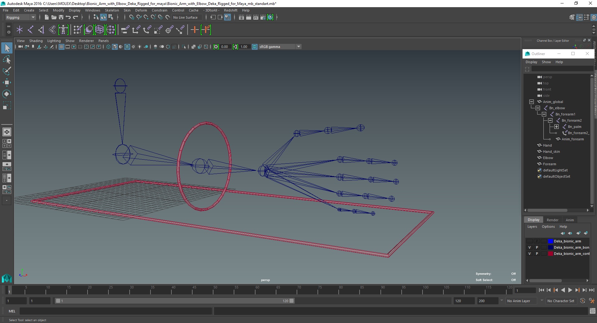 Bionic Arm with Elbow Deka Rigged for Maya 3D