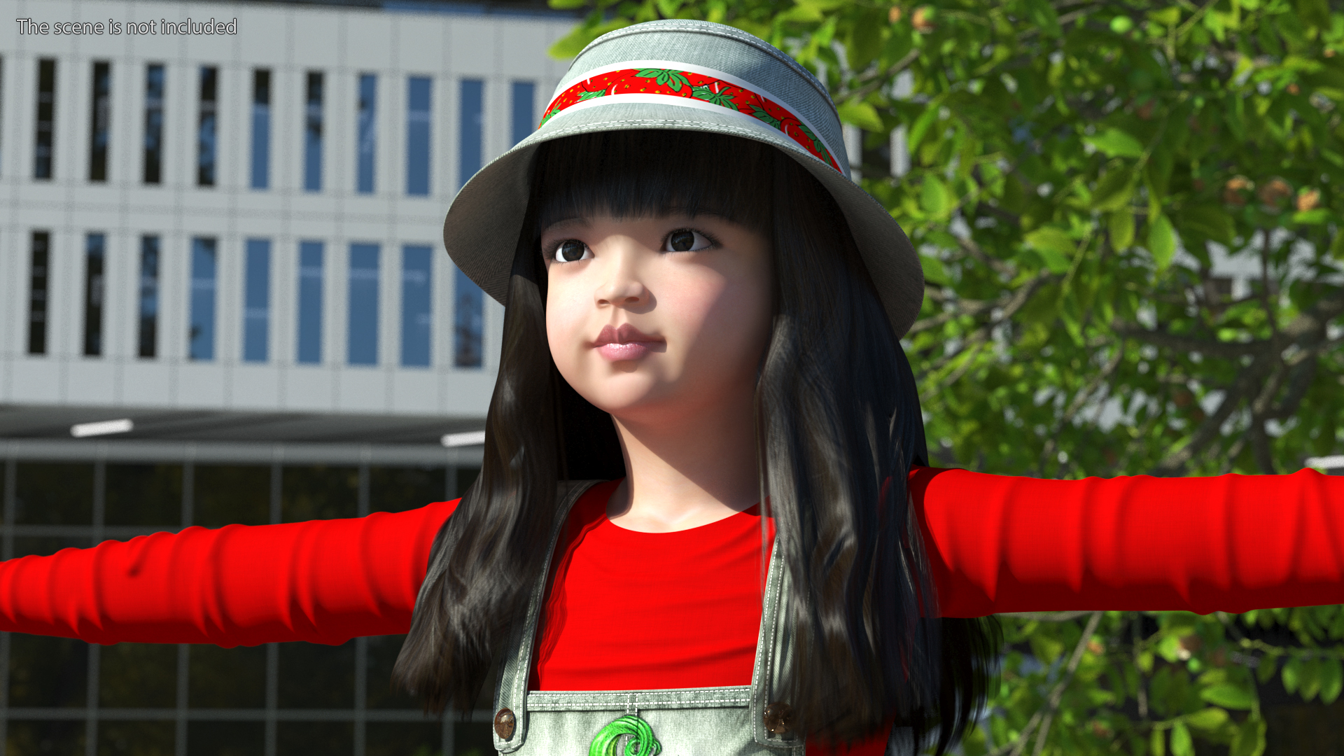 3D model Realistic Asian Girl Child in Street Clothes Rigged for Cinema 4D