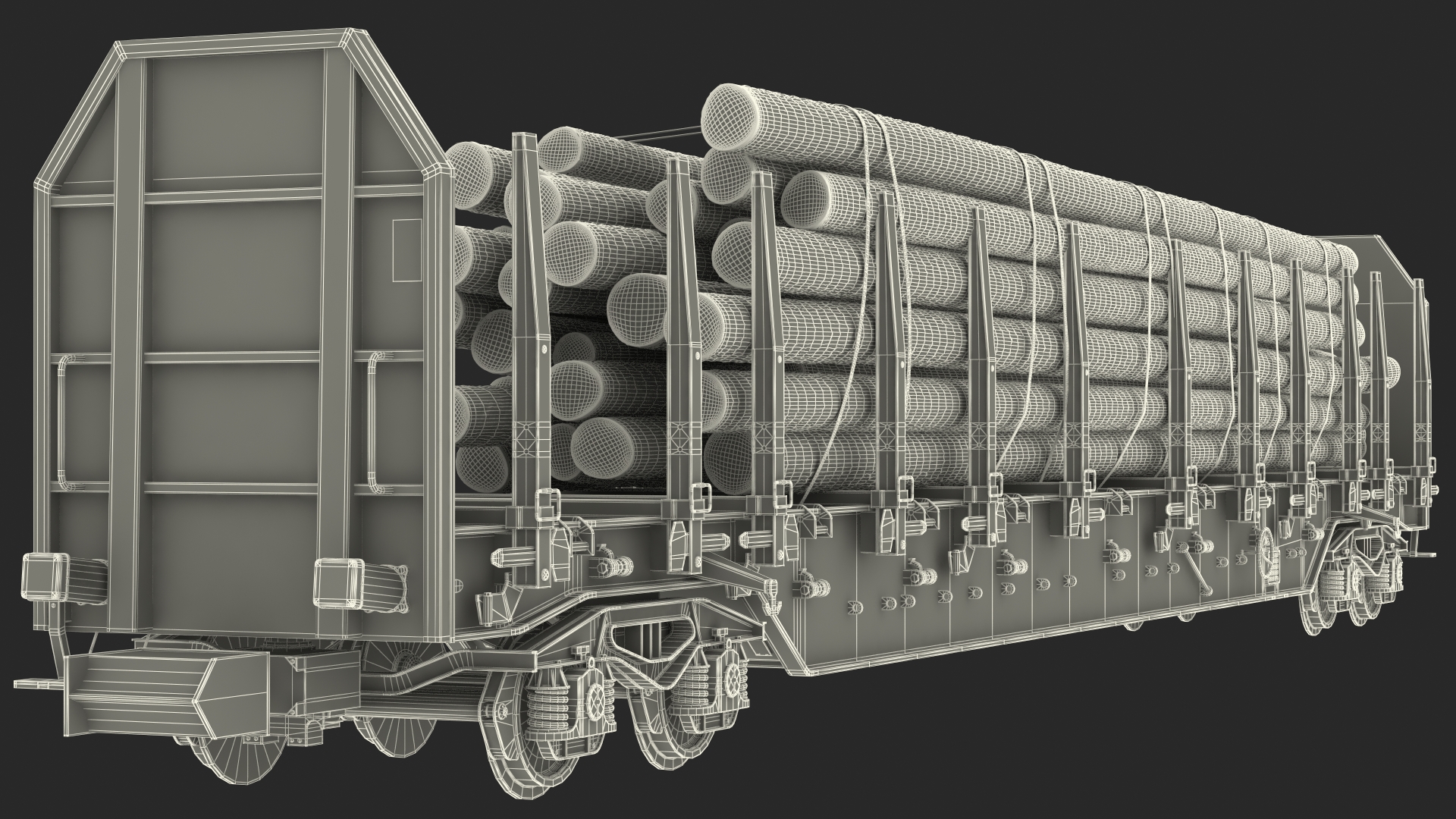 3D model Stake Wagon Rnoos 644 with Big Logs