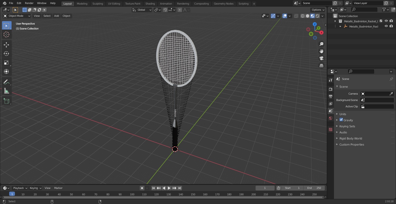 3D model Metallic Badminton Racket