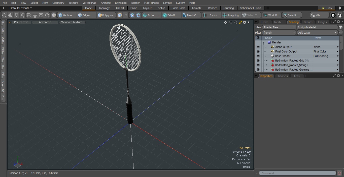 3D model Metallic Badminton Racket