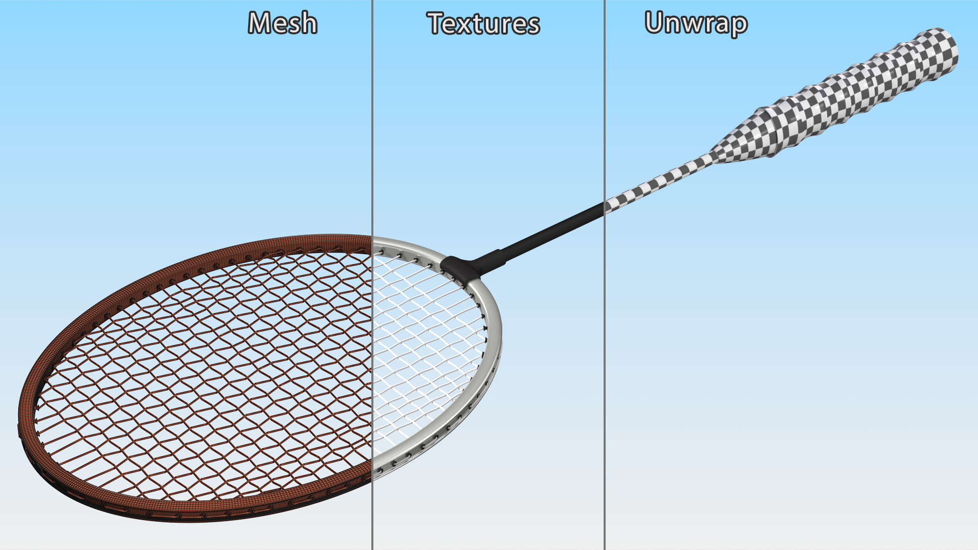 3D model Metallic Badminton Racket