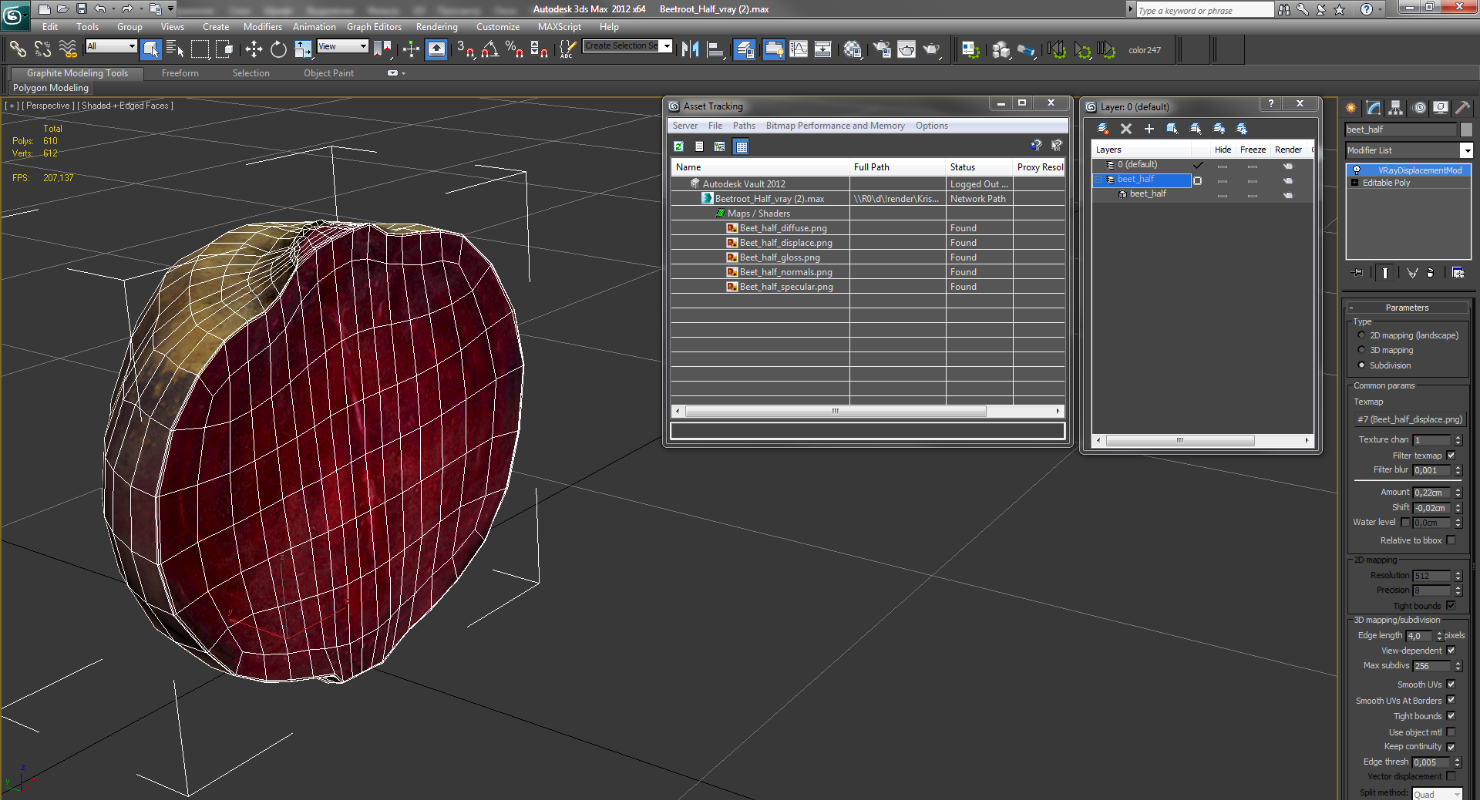 3D Beetroot Half model