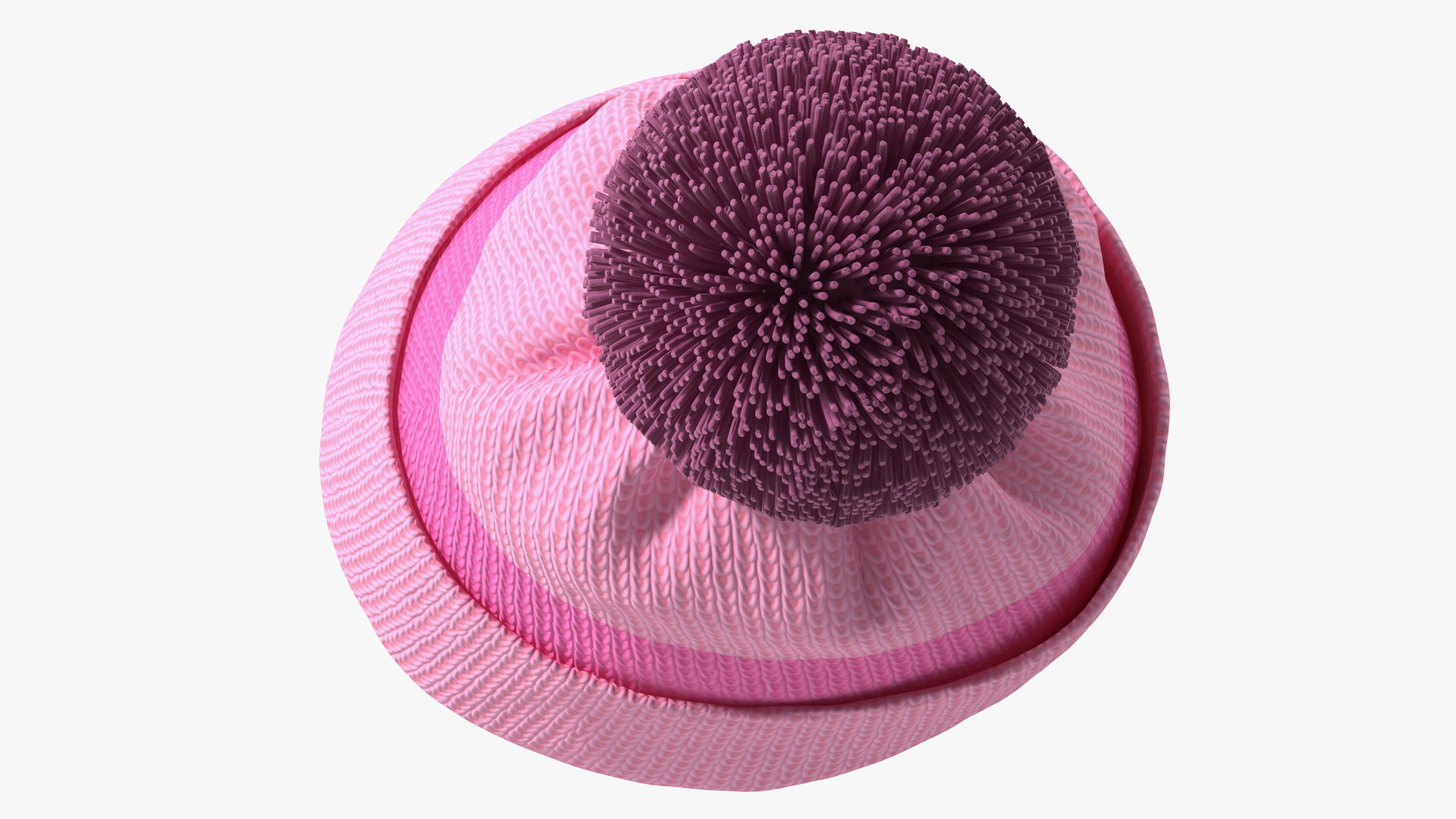 Winter Hat With Pompom Pink 3D