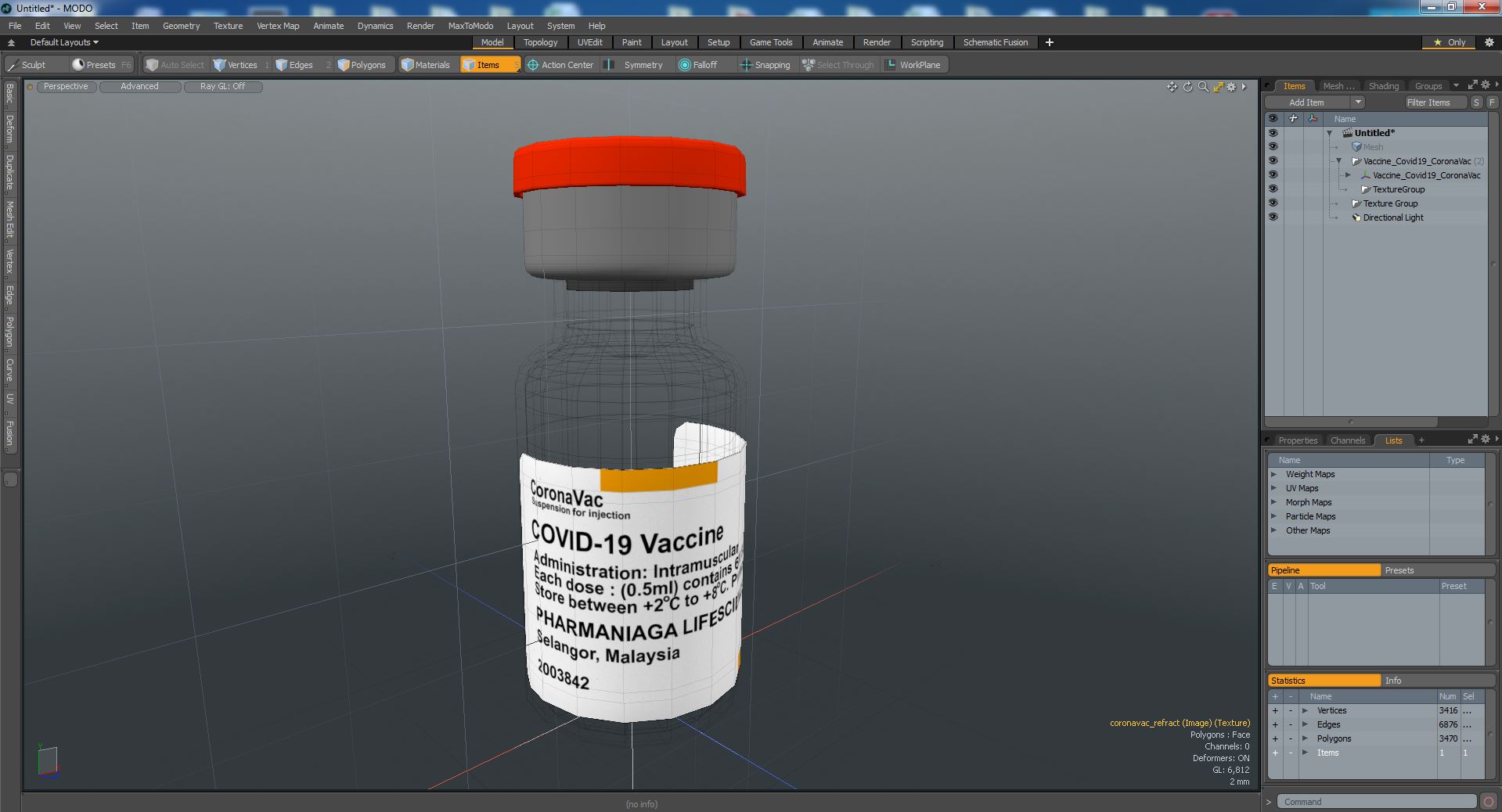 3D model Vaccine Covid19 CoronaVac