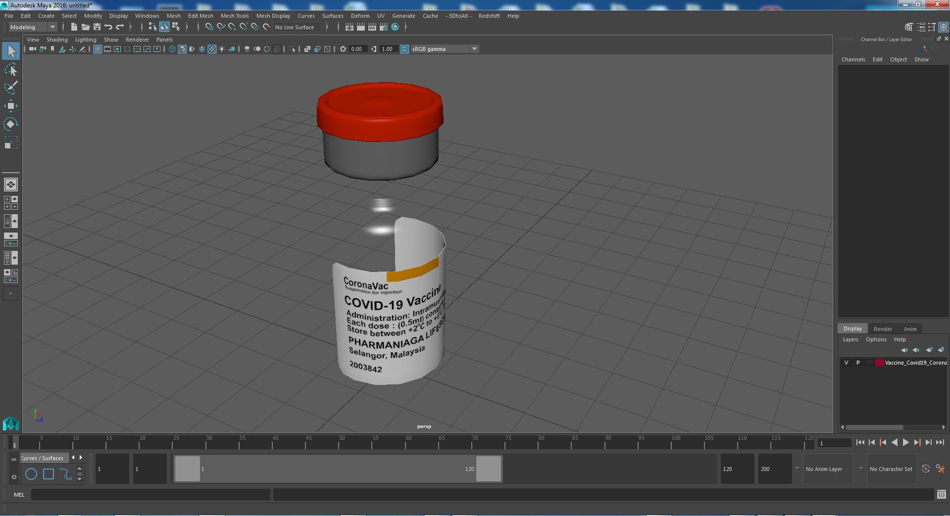 3D model Vaccine Covid19 CoronaVac