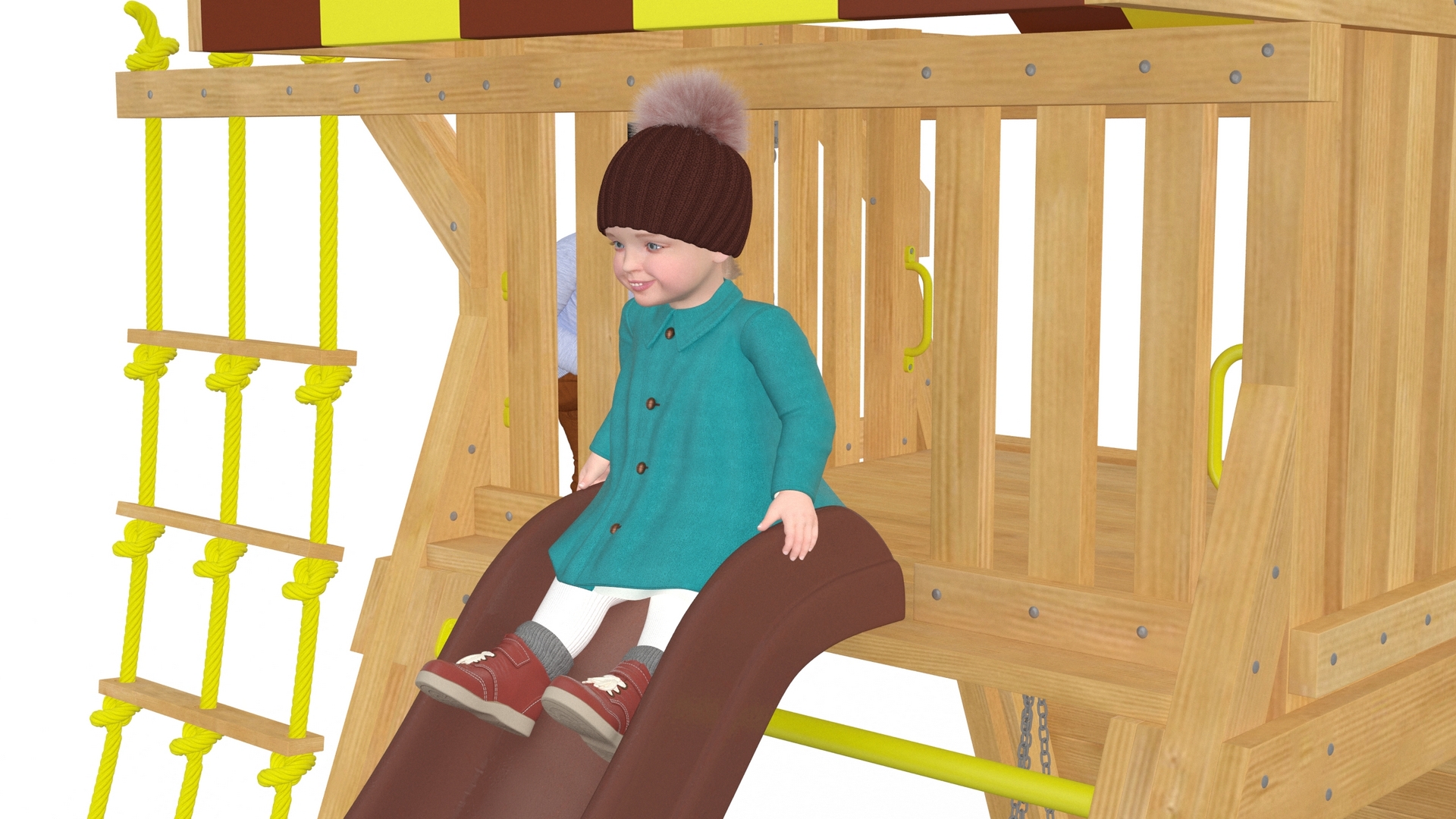 3D Children on Slide Fur Rigged model