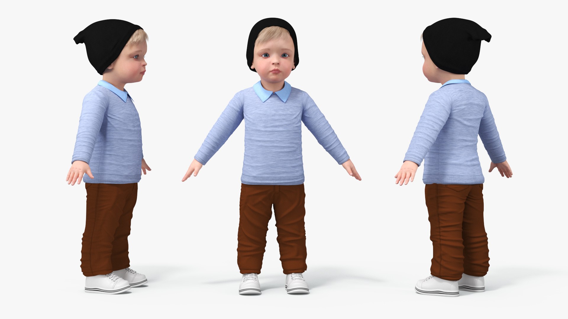 3D Children on Slide Fur Rigged model