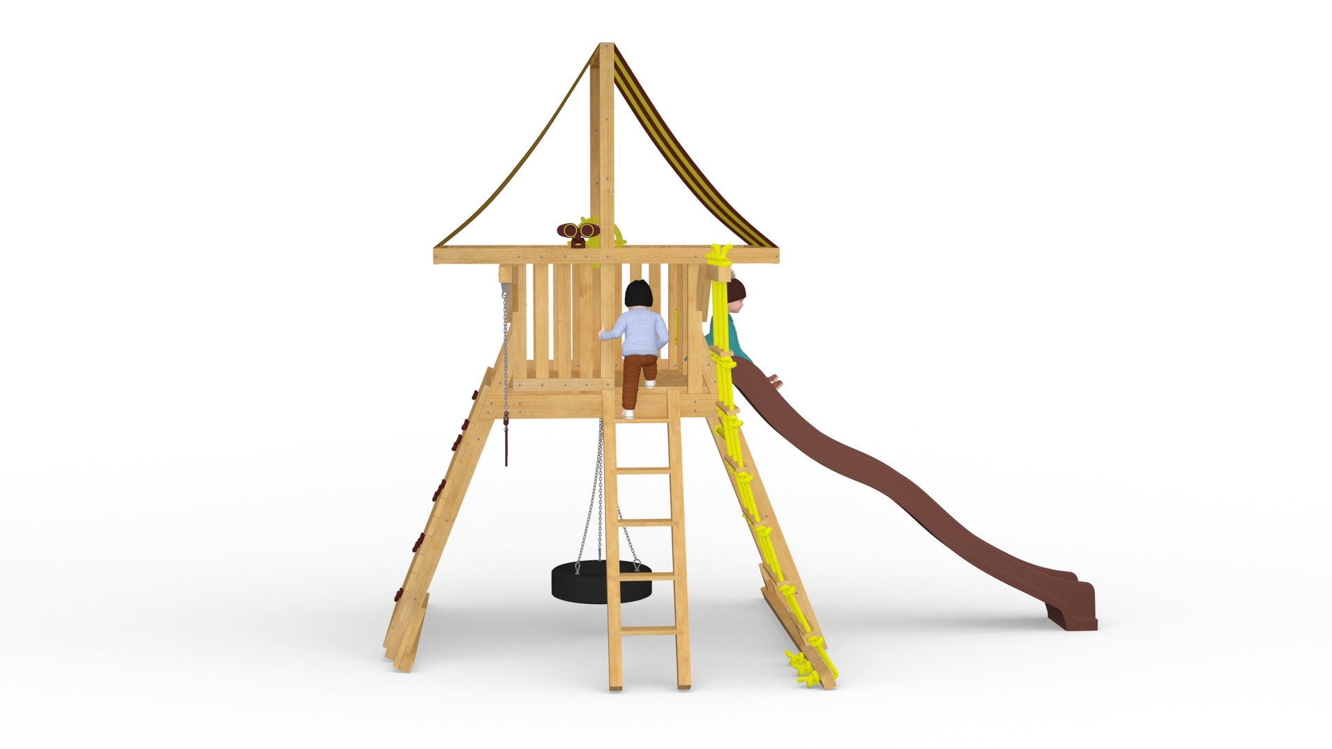 3D Children on Slide Fur Rigged model