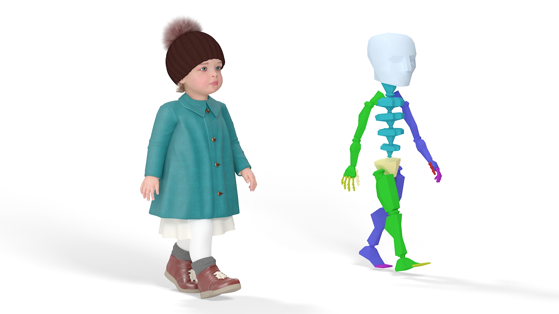 3D Children on Slide Fur Rigged model