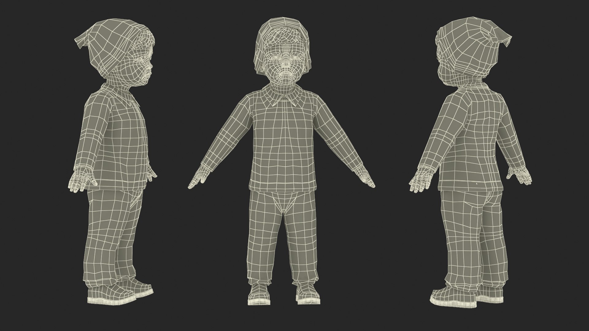 3D Children on Slide Fur Rigged model